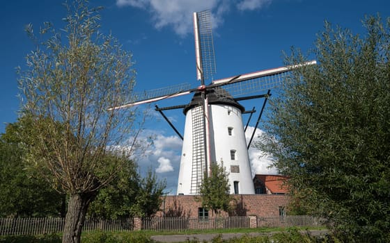 KAARST-BUETTGEN, GERMANY - SEPTEMBER 29, 2022: Panoramic image of Brauns mill of Kaarst-Buettgen on September 29, 2022 in North Rhine Westphalia, Germany