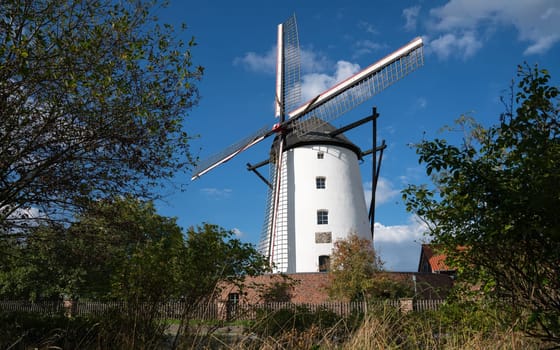 KAARST-BUETTGEN, GERMANY - SEPTEMBER 29, 2022: Panoramic image of Brauns mill of Kaarst-Buettgen on September 29, 2022 in North Rhine Westphalia, Germany