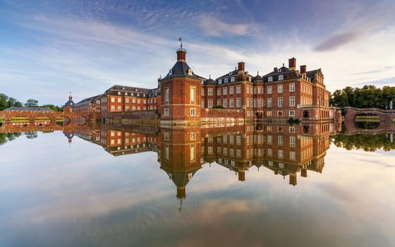 NORDKIRCHEN, GERMANY - JUNE 30, 2023: Nordkirchen castle in evening light on June 30, 2023 in Munsterland, North Rhine Westphalia, Germany