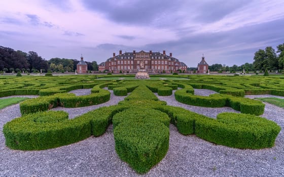 NORDKIRCHEN, GERMANY - JUNE 30, 2023: Nordkirchen castle in evening light on June 30, 2023 in Munsterland, North Rhine Westphalia, Germany