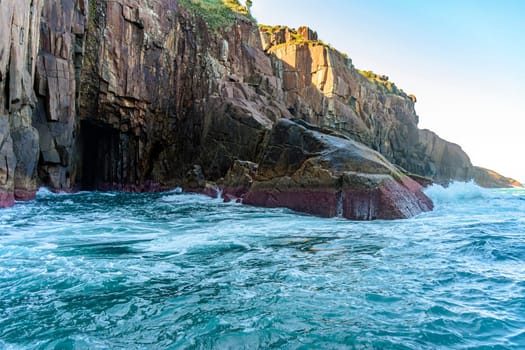 Cliff over the sea on the island of Ilhabela in Sao Paulo