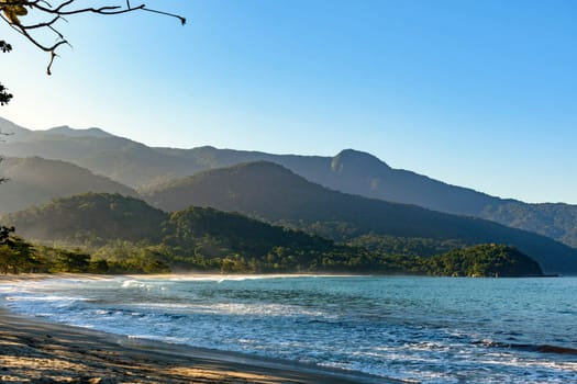 Sunset at Bonete beach on the island of Ilhabela on the coast of Sao Paulo