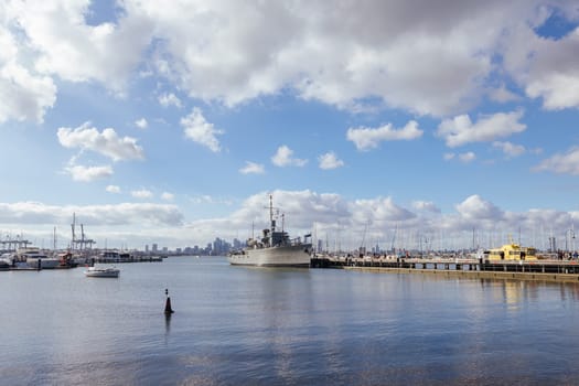 Williamstown harbour and waterfront near Gem Pier in Melbourne, Victoria, Australia