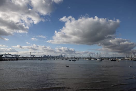 Williamstown harbour and waterfront near Gem Pier in Melbourne, Victoria, Australia