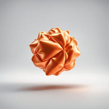 3D rendering of a minimalistic matte inflatable crumpled silicone ball or group of orange colored balls floating in the air on a transparent background . Abstraction isolated on transparent background