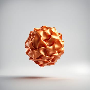 3D rendering of a minimalistic matte inflatable crumpled silicone ball or group of orange colored balls floating in the air on a transparent background . Abstraction isolated on transparent background