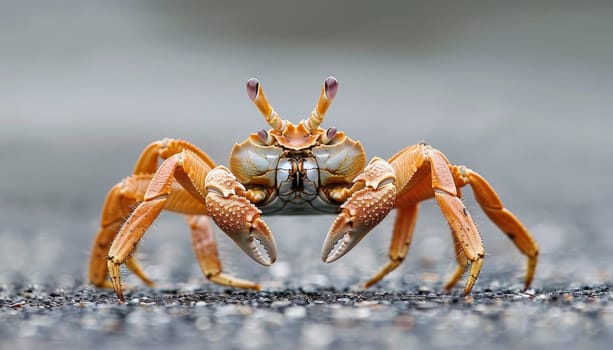 Angry crab standing on its hind legs in closeup. Concept of marine life and defense by AI generated image.