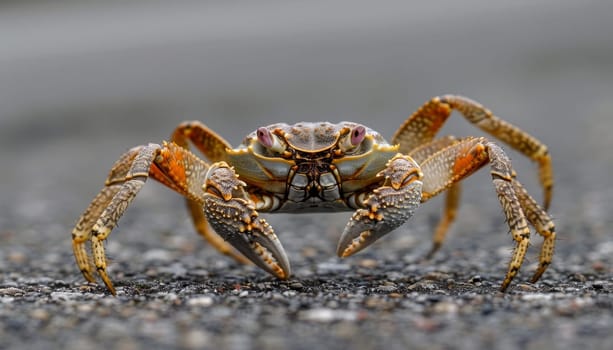 Angry crab standing on its hind legs in closeup. Concept of marine life and defense by AI generated image.