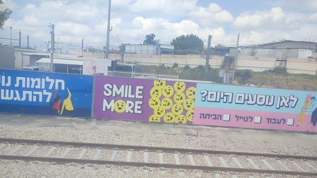 9 April 2024 , Beer-Sheva, Israel railway track, road advertising. High quality photo