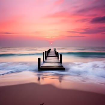 Tranquil Jetty Overlooking the Ocean at Sunrise