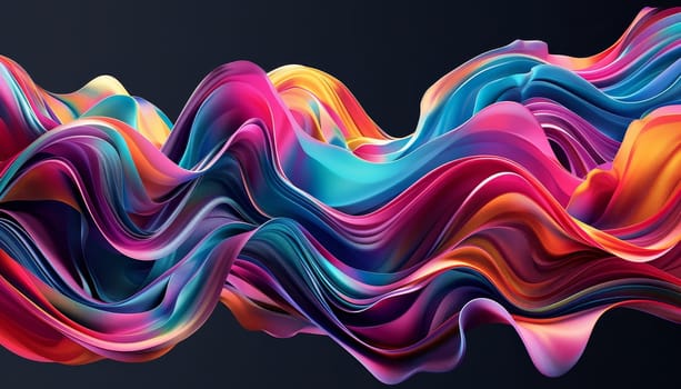 A colorful, flowing piece of fabric with a purple, orange, and blue hue by AI generated image.