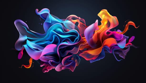 A colorful, flowing piece of fabric with a purple, orange, and blue hue by AI generated image.