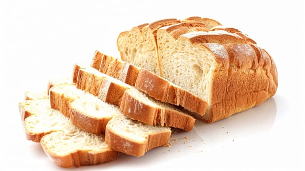 Fresh sliced bread isolated on white background, baking goods and supermarket packaging, farm shop organic baked bread
