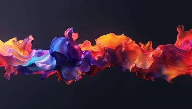 A colorful, flowing piece of fabric with a purple, orange, and blue hue by AI generated image.