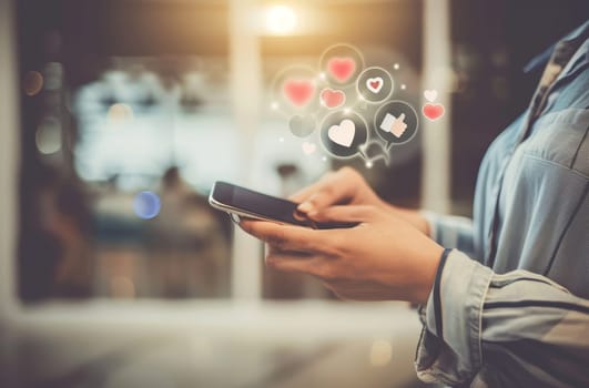 A woman is holding a cell phone with a screen displaying a social media app by AI generated image.