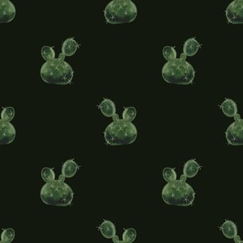 Cacti. Seamless watercolor pattern for wrapping paper, wallpaper and textiles