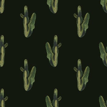 Cacti. Seamless watercolor pattern for wrapping paper, wallpaper and textiles