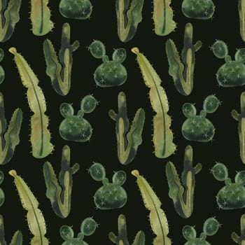 Cacti. Seamless watercolor pattern for wrapping paper, wallpaper and textiles