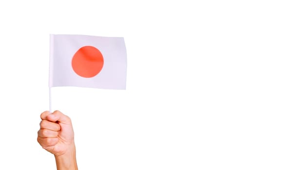 Photo of japanese pennant holding by a hand. Slow Motion video