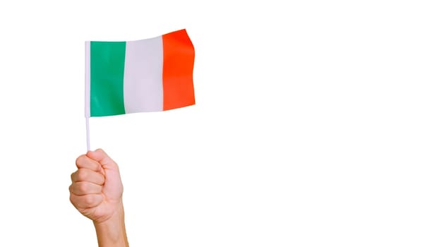 Photo of wind waving a italian pennant holding by a hand