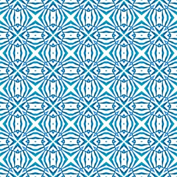 Hand drawn tropical seamless border. Blue graceful boho chic summer design. Textile ready bizarre print, swimwear fabric, wallpaper, wrapping. Tropical seamless pattern.