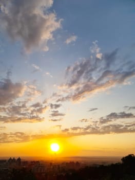 Picturesque sunset over the city of Almaty.