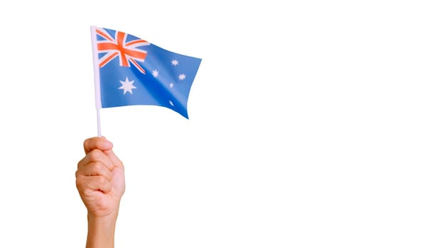 Picture of wind waving a australian pennant holding by a hand