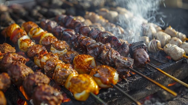 Kapana, a traditional Namibian dish of grilled, spiced meat typically sold in open-air markets. This flavorful and smoky street food represents the vibrant culinary culture of Africa