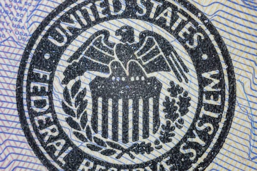 American Eagle from United States coat of arms on US one dollar bill.