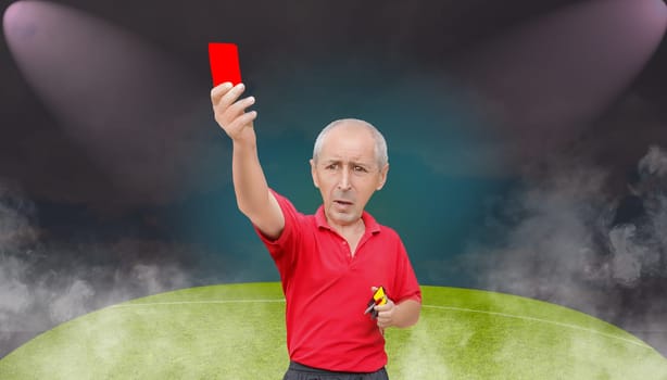 football referee shows a red card, Europe championship