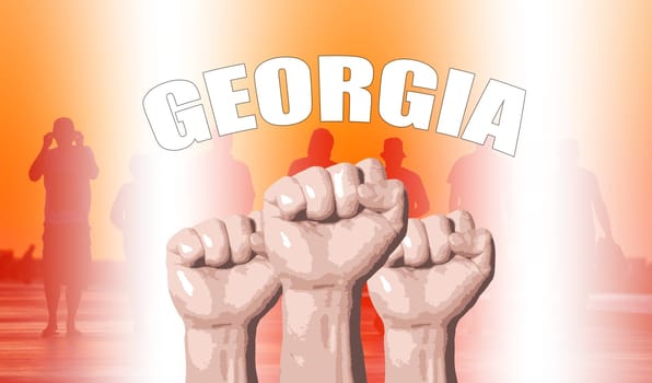 Georgia, fan support, fists raised, flag colors, Europe championship