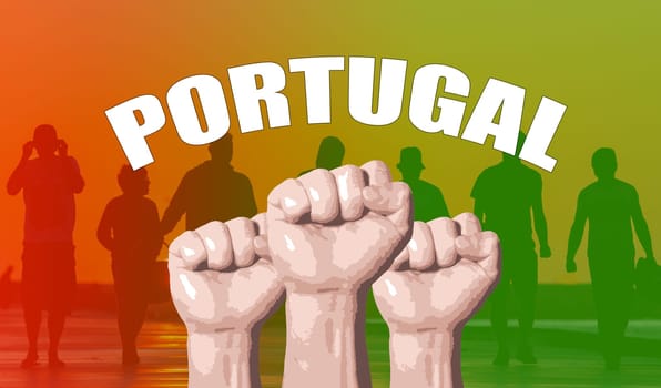 Portugal, fan support, fists raised, flag colors, Europe championship