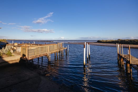 Kororoit Creek Historic Fishing Village at dusk in Jawbone Flora and Fauna Reserve in Williamstown, Melbourne, Victoria, Australia