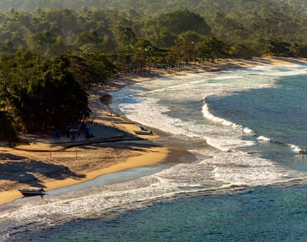 Bonete Beach on Ilhabela Island seen from above with the surrounding vegetation