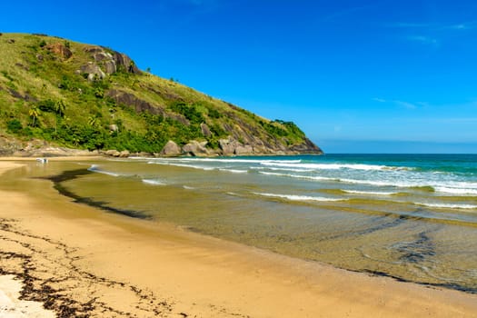 Coastline of Ilhabela island with the beautiful and preserved Bonete beach