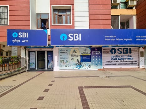 Jaipur, Rajasthan, India - 26th Nov 2023: Massive bank sign of state bank of India SBI a public sector government controlled bank built for the welfare of people