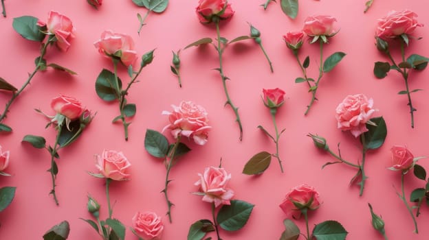 Pink roses pattern on a pink background.