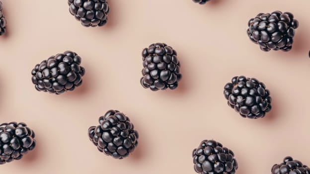 Fresh blackberries on a pastel background, close-up view. Healthy eating and nutrition concept.