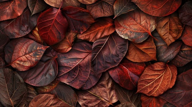 Autumn leaves with shades of red and brown.