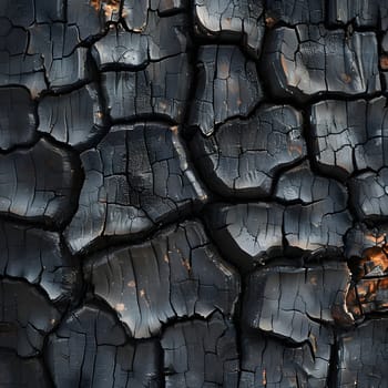 A close up of a cracked piece of brown wood, resembling the pattern of tree trunk. It looks weathered and worn, possibly from being used as flooring or exposed to the road surface