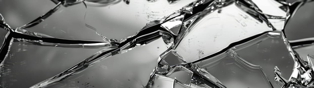Woman's Face Fragmented Through Broken Glass, Shattered Reflection.