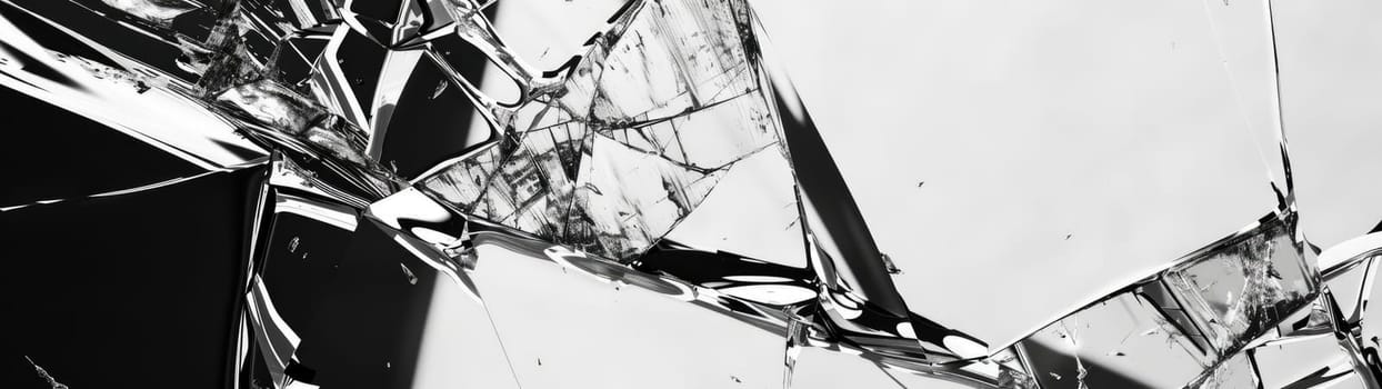 Woman's Face Fragmented Through Broken Glass, Shattered Reflection.