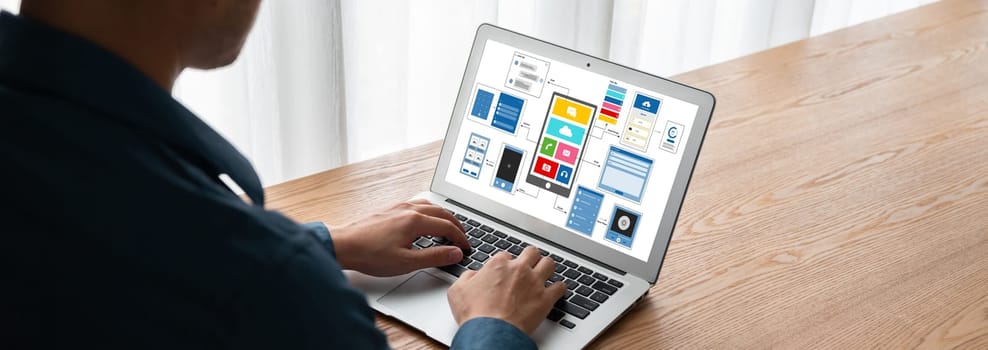 UX UI design process for modish mobile application and website . Creative prototype of wireframe for professional app developer .