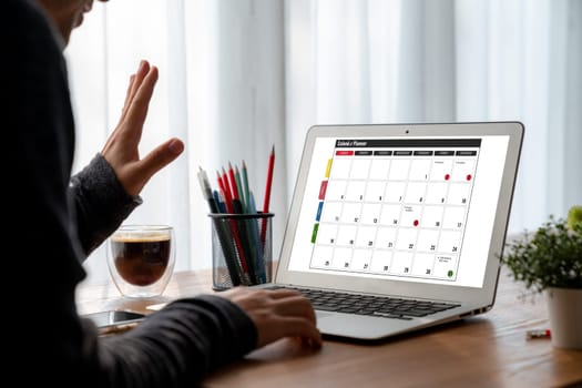 Calendar on computer software application for modish schedule planning for personal organizer and online business