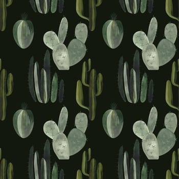 Cacti. Seamless watercolor pattern for wrapping paper, wallpaper and textiles