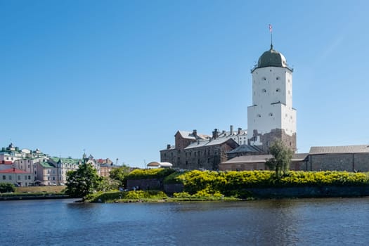 Vyborg, Leningrad region, Russia - June 15, 2024. View of the medieval knight's castle. Selective focus.