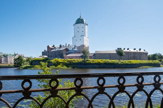 Vyborg, Leningrad region, Russia - June 15, 2024. View of the medieval knight's castle. Selective focus.