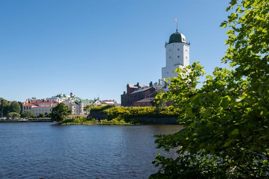 Vyborg, Leningrad region, Russia - June 15, 2024. View of the medieval knight's castle. Selective focus.