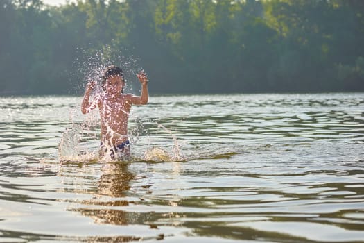 wash by immersing one's body in water