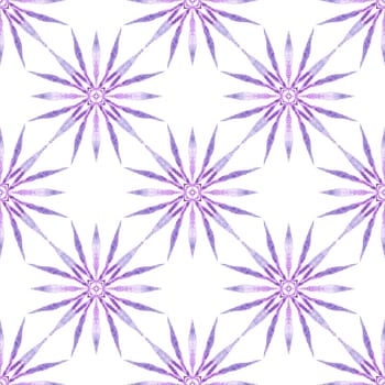 Textile ready terrific print, swimwear fabric, wallpaper, wrapping. Purple magnificent boho chic summer design. Green geometric chevron watercolor border. Chevron watercolor pattern.